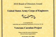 American Cultural Resources Association (ACRA) Board of Directors Award Presented on September 25, 2010 to the St. Louis District VCP Team