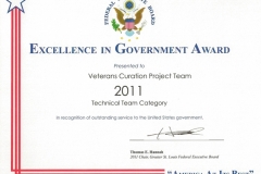 Greater St. Louis Federal Executive Board Excellence in Government Award, Technical Team Category Presented in 2011 and 2012 to the Veterans Curation Program Team