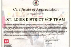 U.S. Army Corps of Engineers St. Louis District Commander's Team Award Presented on December 16, 2010 to the St. Louis District VCP Team